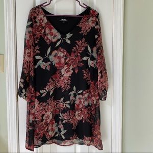 Lulus Shifting Dears 3/4 sleeve floral dress